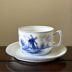Delft Blue Porcelain Cup and Saucer Set